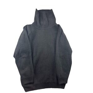 Vintage‎ 80's Angora Rabbit Hair Lambswool Sweater Mock Neck Pullover Black 18W
